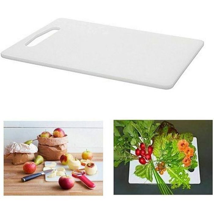 Planche à découper - Blanc - Plastique PP sans BPA - Multi-usage - Réversible - Légère