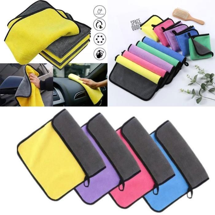 Serviette Auto et Maison, Double Face 50x70 cm de Qualité (Couleur aléatoire)