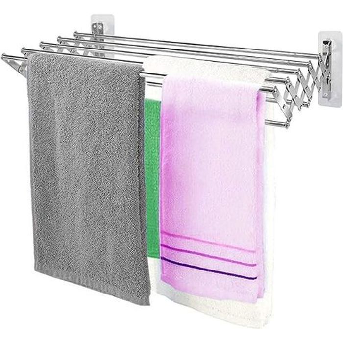 Étendoir mural extensible, porte-serviettes pliable, sèche-linge, 80 cm