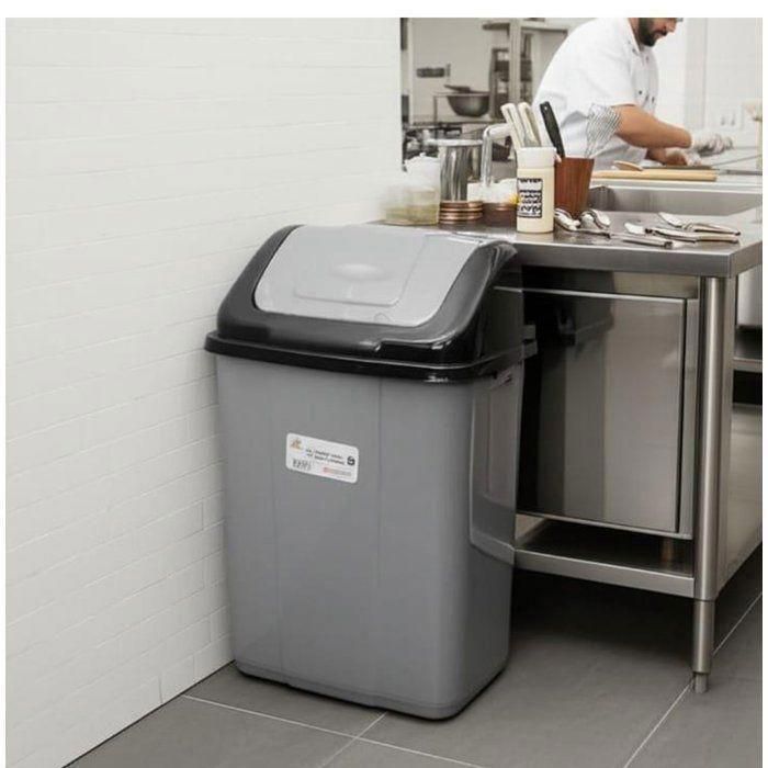 Poubelle rectangulaire grise balance  22l