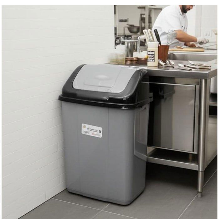 Poubelle balance couvercle basculant 10 l grise