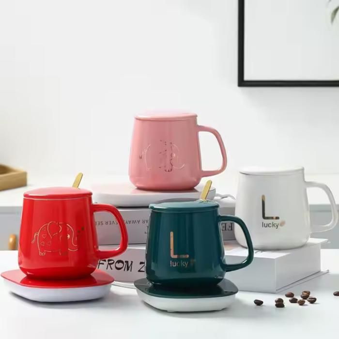 Tasse chauffante électrique avec coussin USB, pour le café, le lait, le thé et l'eau, à température constante(Couleur aléatoire)