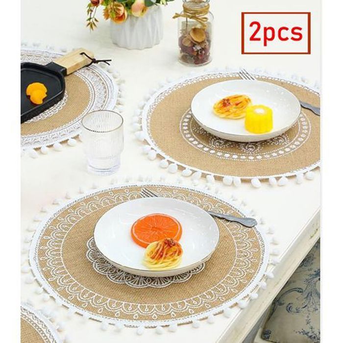 Lot de 2 Nappe de table ronds, résistants à la chaleur, pour cuisine,  table...