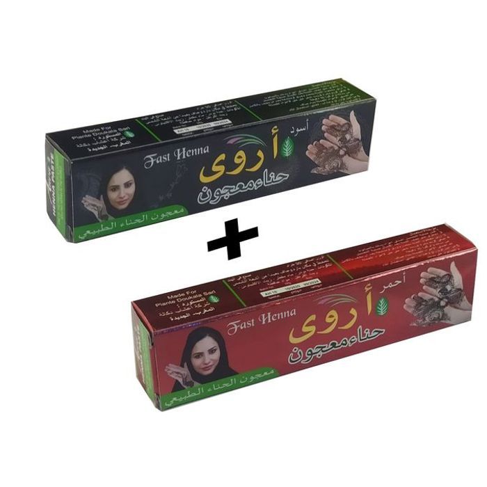 henné indienne noir et rouge pâte en tube prêt à utiliser, tatouage au henné 2pcs