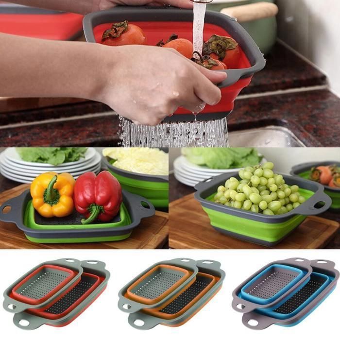 Passoire égouttoir à vaisselle fruits légumes panier à laver pliable, outils de cuisine(Couleur aléatoire)