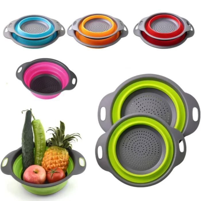 Panier de vidange pliable en Silicone, outils de rangement, accessoires  pour passoire à fruits et légumes (Couleur aléatoire)