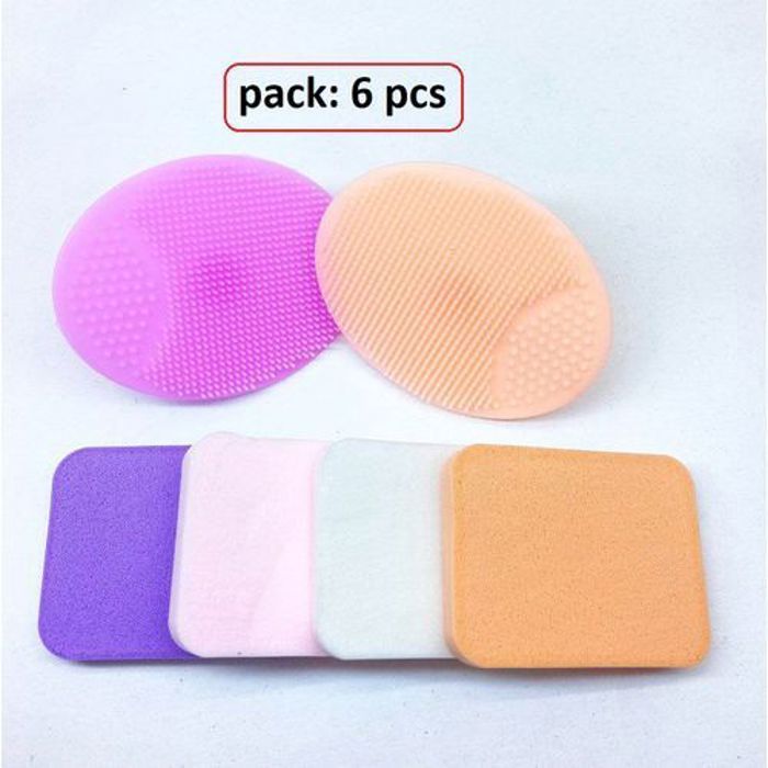 Ensemble des éponges de maquillage et de brosses nettoyantes pour visage