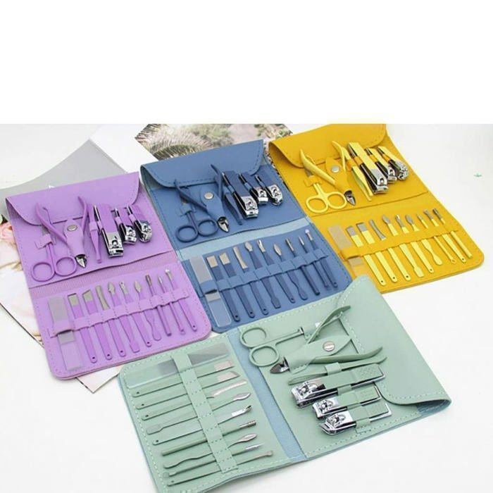 Ensemble de manucure et pédicure portables 16 pièces, coupe-ongles,professionnel(Couleur aléatoire)