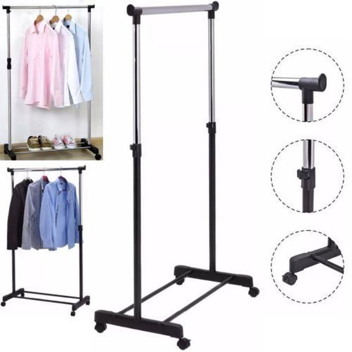 Porte vêtements télescopique à single pôles à Vêtements Réglable En Hauteur :)