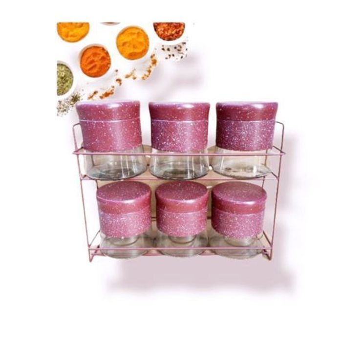 Offfre Accord Boite à épices en granite avec support 6 pièces la couleur bordeau