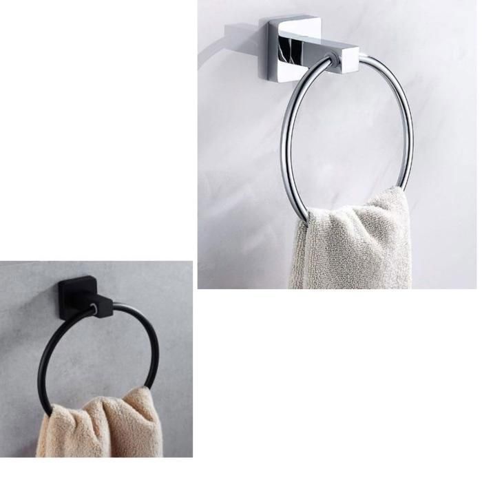 Anneau porte serviette noir mat pour salle de bain, Support mural pour (Couleur aléatoire)