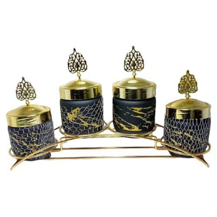 Élégant Ensemble de 4 Pots de Rangement en Marbre Blanc