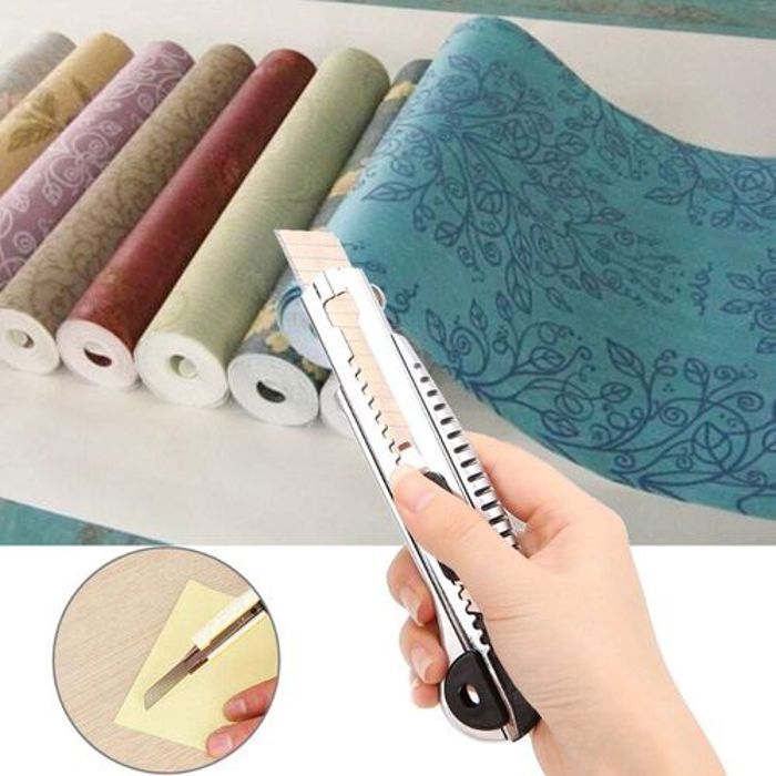 Couteau de grande utilité lame rétractable rasoir coupeur de papier peint -boîte carton x 5 Lames Supplémentaires