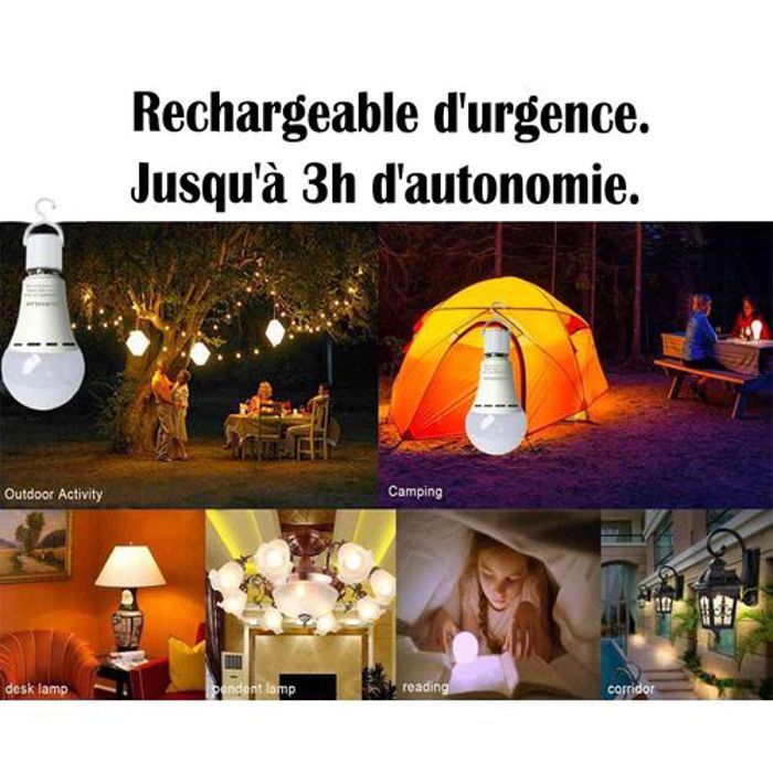 WENOVA Ampoule LED rechargeable de secours 8W avec une autonomie de 3h, E27
