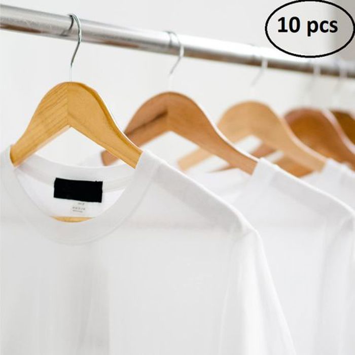 Set de 10 cintres en bois Crochet Rotatif à 360-Économiseur d'Espace Durable