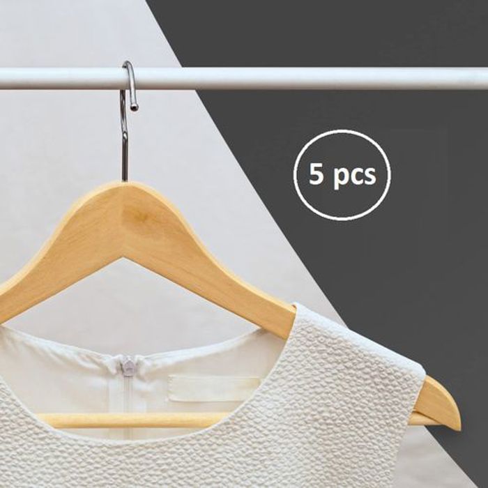 Cintres en bois - GENERIC - Lot de 5 - Finition lisse - Résistants - Idéal pour vêtements
