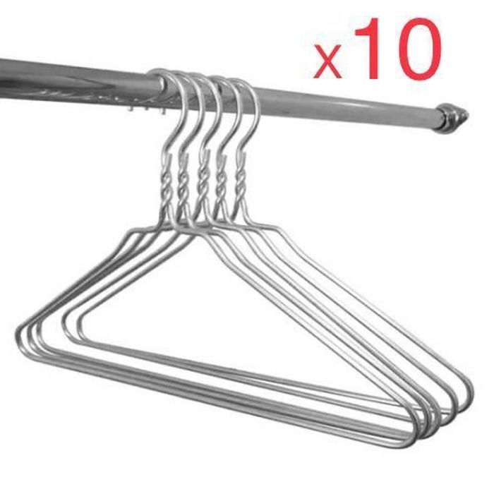 Ensemble de 10 cintres Métal robuste avec chrome poli, gain de place-H.20 x l.40,5 x P.0.2 cm 3.5