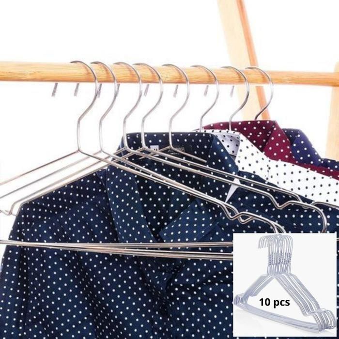 Cintres en acier inoxydable - GENERIC - 10 pièces - Antidérapants - Robustes - Design contemporain