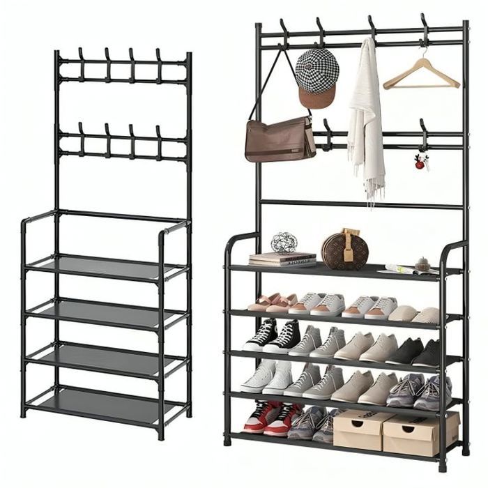 Porte-chaussures et chapeaux multifonctionnel simple, cintre pour vêtements, support pour chaussures assemblé à plusieurs niveaux