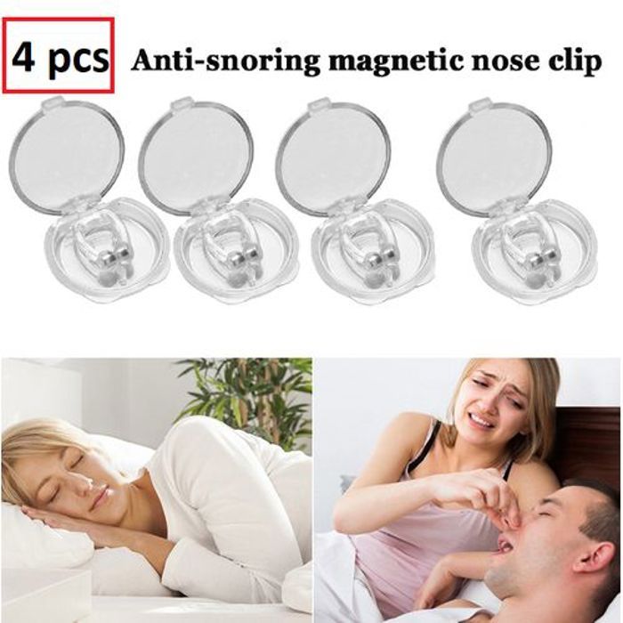 Pack 4 pcs Dispositif Anti-ronflement magnétique pince-nez,Anti-bruit de sommeil