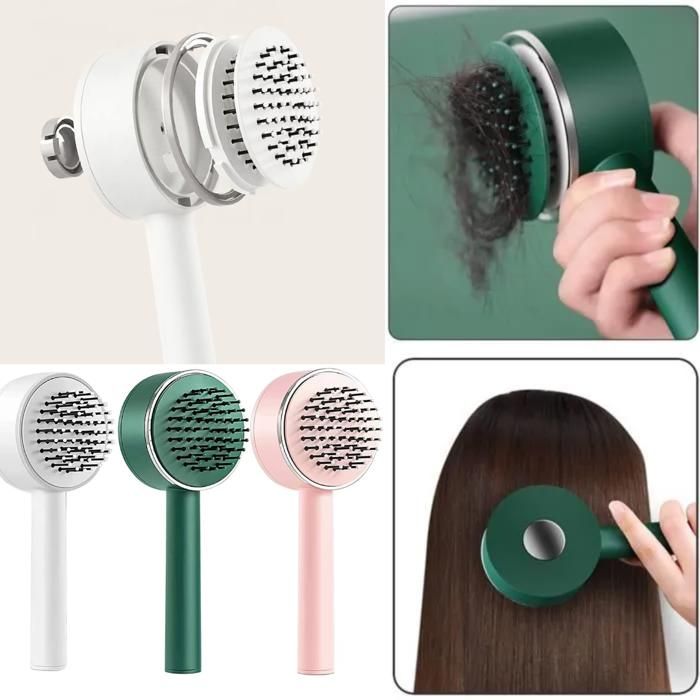 Brosse à cheveux, peigne professionnel, une touche autonettoyante,rose (Couleur aléatoire)