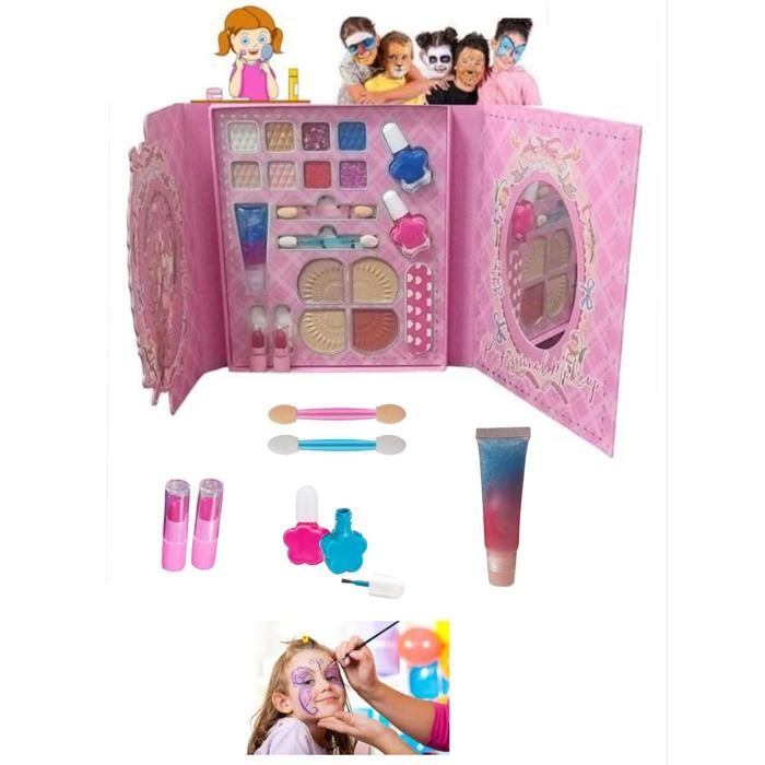Palette de Maquillage pour Filles ,  Kit de Jeu de Cosmétiques pour Enfants. Ensemble de Maquillage non Toxique.