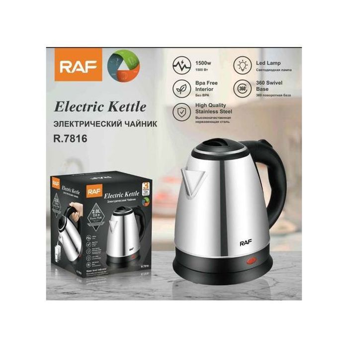 Bouilloire électrique - RAF - R7816 - 2 Litres - 1500 Watts - Acier Inoxydable