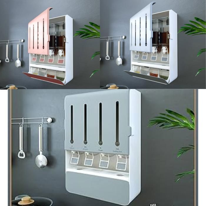 Étagère à épices - Organisateur - Blanc - 8 compartiments - Installation sans perçage - Grande capacité(Couleur aléatoire)