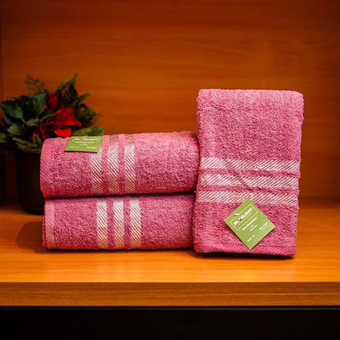 Serviette de bain - Moonlight - Pack de 3 - Coton égyptien - 50x90 cm - Rose
