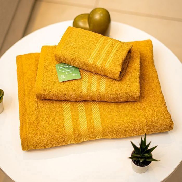 Serviettes de bain - Moonlight - Pack de 3 - Coton égyptien - Jaune - Douceur et absorption