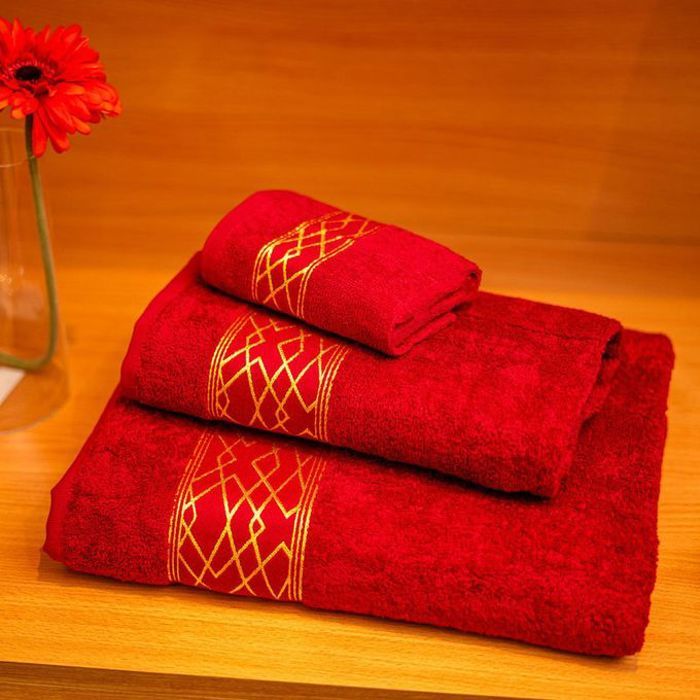 Serviette de bain - GENERIC - Pack de 3 - Coton égyptien - Rouge - Douceur et absorption