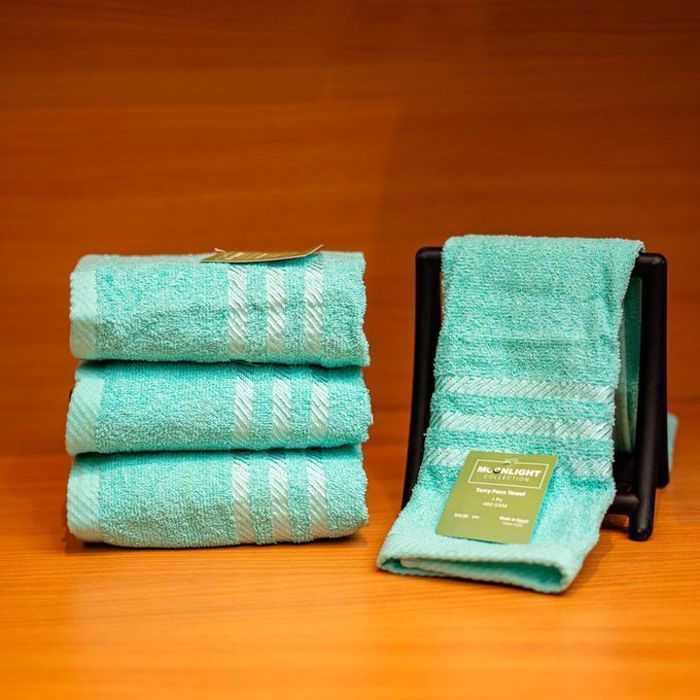 Serviettes de bain - Moonlight - Pack de 3 - Coton égyptien - 30x50 cm - Turquoise