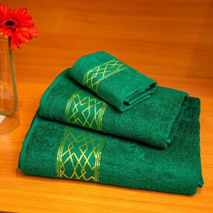 Serviettes de bain - GENERIC - Pack de 3 - Coton égyptien - Vert - Douceur et absorption