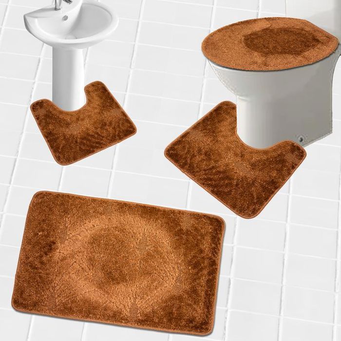 Simple tapis de bain 4 pièce - Marron foncé