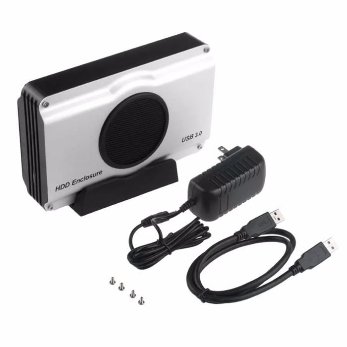 Enclacement HDD USB de 5 pouces de 3,0 à SATA avec ventilateur de refroidissement - Étui en aluminium