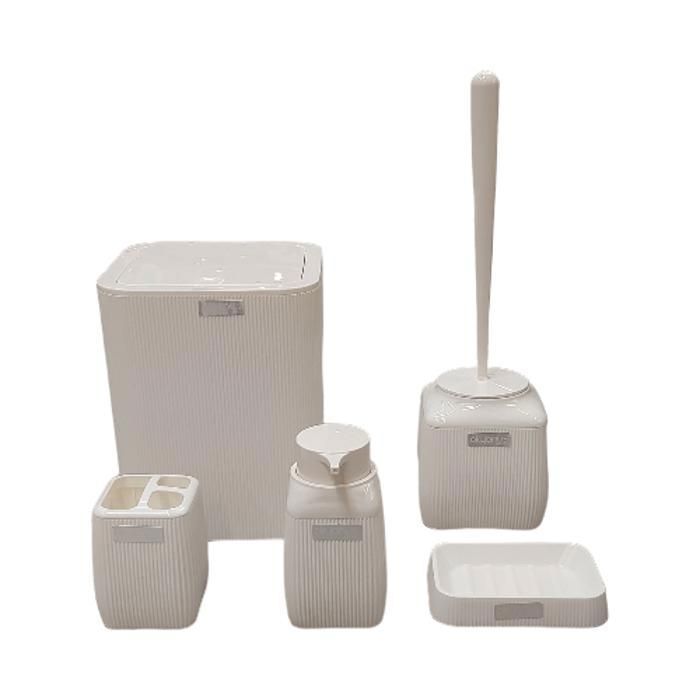 PACK SALLE DE BAIN 5 PCS CARRE  BLANC "couleur et motif  aléatoire"