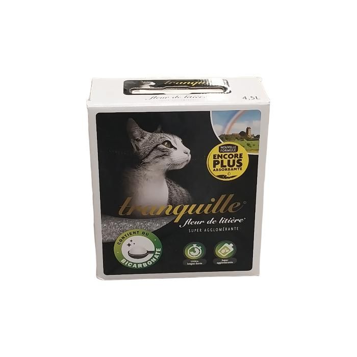 Litière - TRANQUILLE - Fleur de Litière Minérale - 4.5L - Ultra-absorbante - Contrôle des odeurs