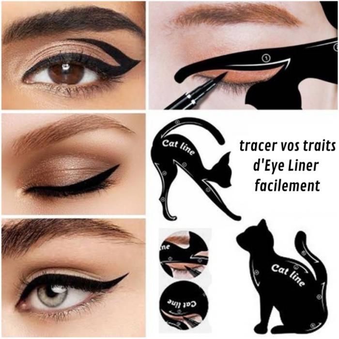 Pochoirs - Eye Liner - Cat Line - Noir - Application facile - Résultat smoky