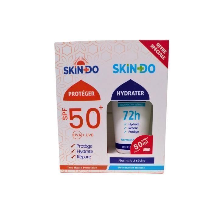 Duo Pack - Skindo - Écran Solaire Invisible - Crème Hydratante - SPF 50+ - 50 ml