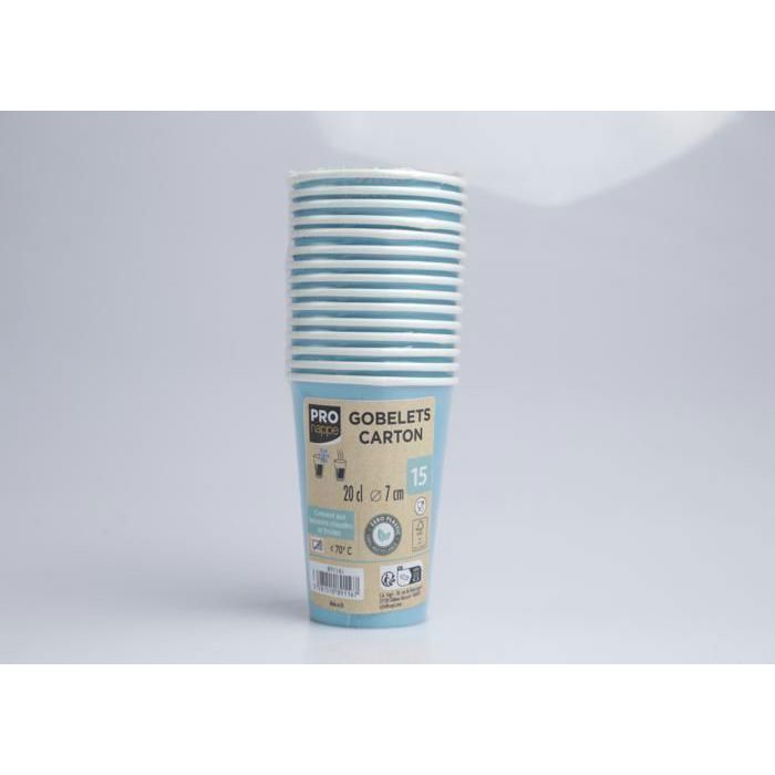 Gobelet en carton - Noname - 20cl - Turquoise - Lot de 15 - Écologique