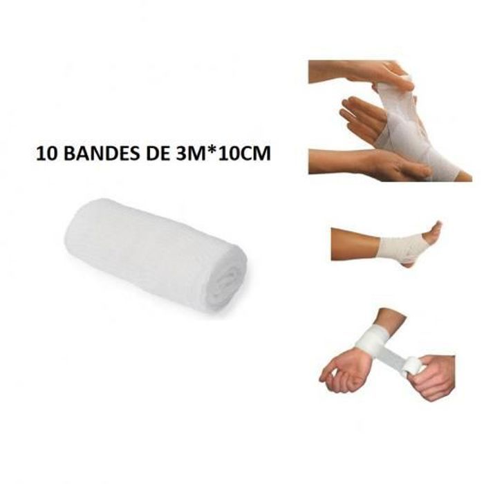 LwS> Pack de 10 Piéce Bande de gaze hydrophile 3M*10CM