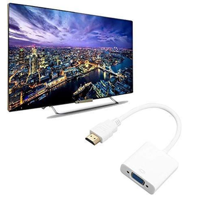 Adaptateur HDMI vers VGA - Multicolore - 1080P - Audio 3,5 mm - Alimenté par l'hôte - Blanc