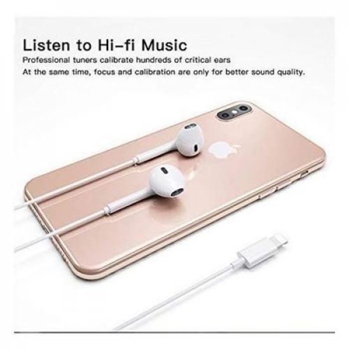Casque filaire avec micro - Compatible iPhone 7/8/X/XS MAX - Réduction de bruit - Télécommande - Design compact