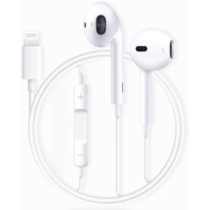 Écouteurs filaires - Mfi - iPhone 7/8/X/XS MAX - Réduction de bruit - Télécommande avec micro - Son stéréo Hi-Fi