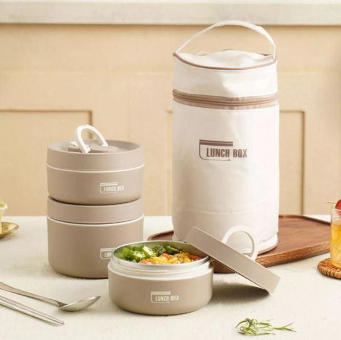 Lot de 3 Boîte à lunch isotherme portable et empilable et étanche