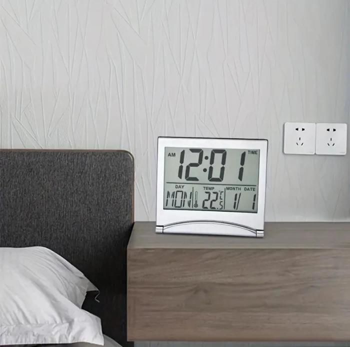 horloge lcd numérique avec température, alarme, date