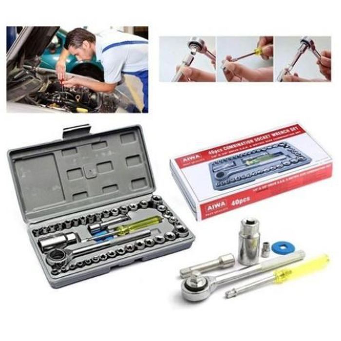 Aiwa Lw-Ensemble de clés à douilles différents AIWA 40 pièces Échantillon d'outils
