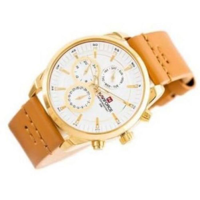 Naviforce Montre à bracelet sport en véritable cuir pour homme