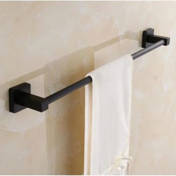 Basta Support de serviette de salle de bains en aluminium 60cm, Noir mat, Haut Qualité