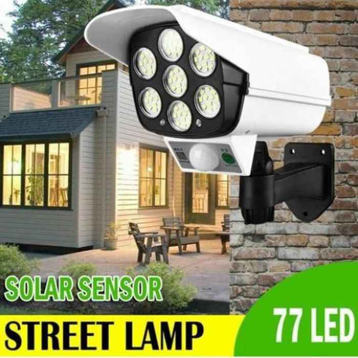 Lampe solaire LED avec capteur de mouvement extérieur ( caméra factice )